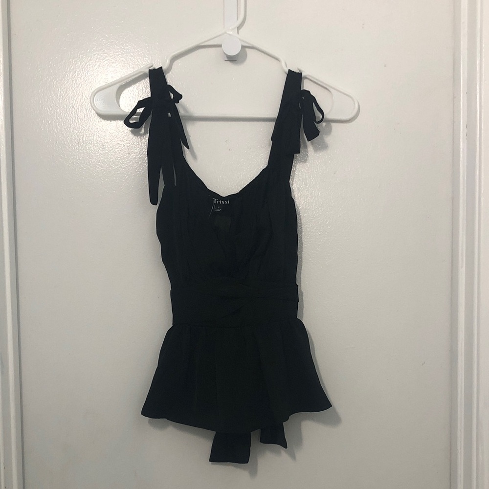 Trixxi Black Sleeveless Blouse with Tie Straps
